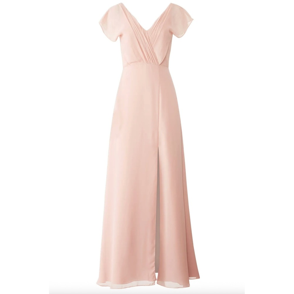 Monique Lhuillier Bridesmaids‎ Pink Gwen Gown Blush Pink Flutter Sleeve Size 10